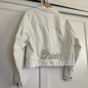 Uniqlo White Denim Jacket with Iron on Bride Patch